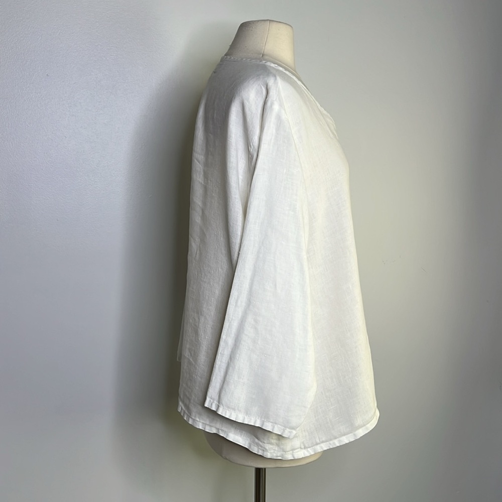 Flax linen v neck pullover top size medium - Picture 4 of 10